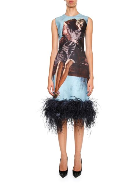 prada feather comic dress|Prada Feather Dress .